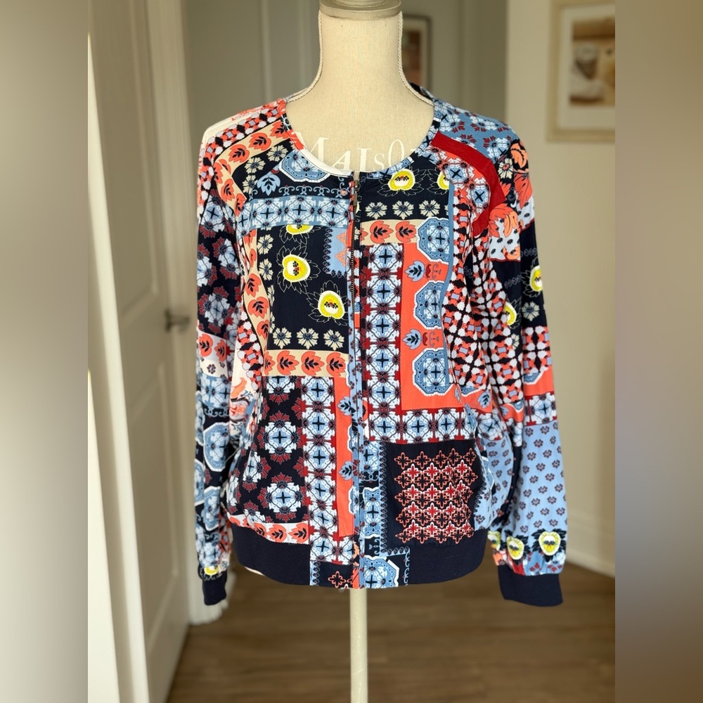 New York & Company Vibrant Multicolor Bomber Jacket